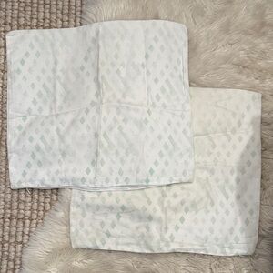 Set of Minted White and Mint Green Patterned Pillow Covers